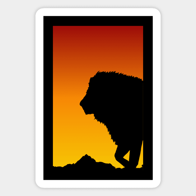 Sunset Lion Design - King of the Jungle Big Cat Lion Art Lion Lover Magnet by ballhard